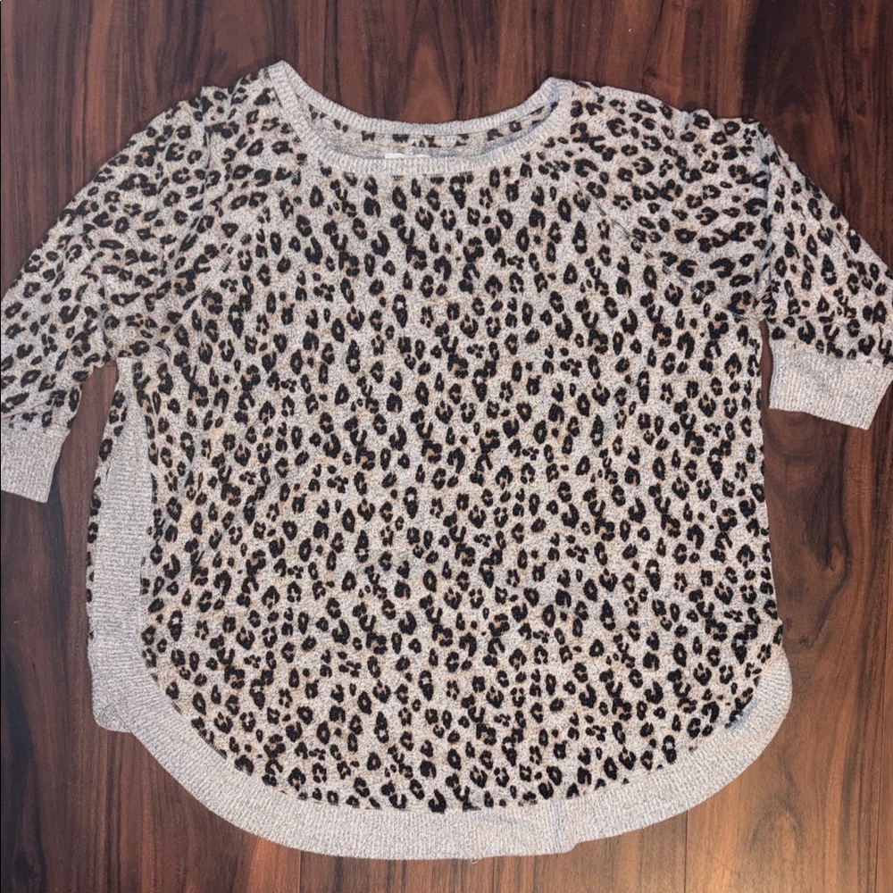 Maurices Leopard Print Crew Neck Sweater